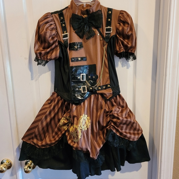 Teen 14 16 XL steampunk dress Renaissance punk costume women's XS wench fair - Picture 1 of 7